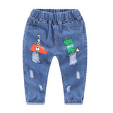 2017 Fashion Girls Denim Pants Spring Boys Jeans Pants Kid Clothing Girl Trousers Fall Children Jean Pants Cartoon Patchwork