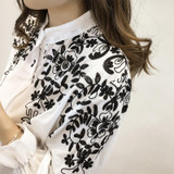2017 Fashion Female Clothing Embroidery Blouse Shirt Cotton Korean Flower Embroidered Tops Korean Style Fresh shirt 529E 25