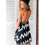 2017 Fashion European Style Plus Size Casual Women Beach Dresses Sleeveless Strap O Neck Backless Mini Chiffon Dress Women