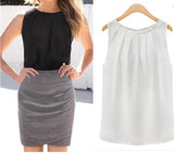 2017 Fashion Elegant Sexy Women Lady Summer Vest Top Sleeveless Women Blouses Casual Tank Tops Shirt Chiffon