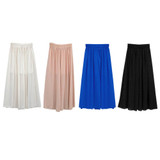 2017 Fashion Design High Waist Women's Chiffon Long Pants Solid Color Loose Women Wide Pants Lady's Trousers All Match Clothes