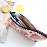 2017 Fashion Cute Fruits Canvas Stationery Pencil Pen Case Cosmetic Makeup Bag Zipper Pouch Case