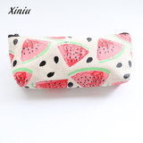 2017 Fashion Cute Fruits Canvas Stationery Pencil Pen Case Cosmetic Makeup Bag Zipper Pouch Case