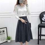 2017 Fashion Corduroy Autumn Winter Casual Skirt High Waist Hepburn Style Vintage Skirt Women Casual Midi Pleated Skirts Belt