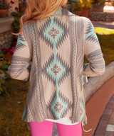2017 Fashion Collarless Kimono Cardigan Long Sleeve Poncho Pink Grey Sweaters Tribal Print Asymmetrical Cardigan Women Tops B35