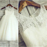 2017 Brand New Flower Girl Dresses White/Ivory Real Party Pageant Communion Dress Little Girls Kids/Children Dress for Wedding
