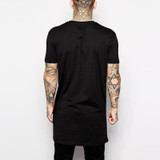 2017 Brand New Clothing Mens Black Long t shirt Men Tops Hip hop tee T-shirt Men Hiphop Short Sleeve Longline casual Tee shirts