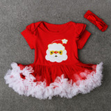 2017 Brand New Christmas Baby Girls Dress Headband Party Tutu Outfit Costume Xmas Lovely 2Pcs Xmas Santa Clothes