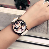 2017 Brand Fashion Womens Watch Cat Pattern Leather Band Analog Quartz Vogue Wrist Watch Casual Wristwatches Relogio 5 Colors