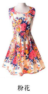 2017 Brand Fashion Women Dress Flower Print Plus Big Size Casual Clothing Ladies Summer Style Beach Vestidos Festa Mini Dress