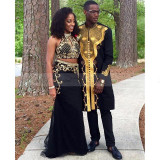 Sparkly Gold Crystal Beaded Mermaid 2 Pieces Prom Dresses 2017 Long Black Vestido Graduation Party Dress African Evening Gowns