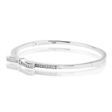 Sparkling Bow Silver Bracelets with Clear CZ 100% 925 Sterling Silver Fine Jewelry For Women DIY 13B033