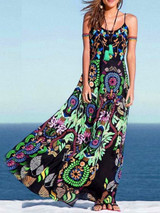 Spaghetti Strap  Printed Maxi Dress