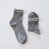 SP&amp;CITY Original Design Pearl Rhinestone Harajuku Socks Women Fashion Hipster Short Socks Female Cotton Ankle Funny Socks Art