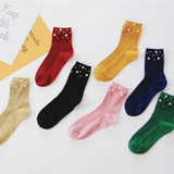 SP&CITY Fashion Design Luxury Pearl Short Socks Women Vintage Harajuku Short Socks Solid Cotton Funny Harajuku Socks Art Female SP&CITY Fashion Design Luxury Pearl Short Socks Women Vintage Harajuku Short Socks Solid Cotton Funny Harajuku Socks Art Female