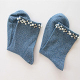 SP&amp;CITY Autumn New Rhinestone Pearl Shiny Socks Women Fashion Short Harajuku Socks Female Cool Funny Ankle Socks Hipster Low Sox
