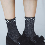 SP&CITY Autumn New Rhinestone Pearl Shiny Socks Women Fashion Short Harajuku Socks Female Cool Funny Ankle Socks Hipster Low Sox SP&CITY Autumn New Rhinestone Pearl Shiny Socks Women Fashion Short Harajuku Socks Female Cool Funny Ankle Socks Hipster Low Sox