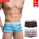 Soutong Male Underwear 3 Pcs/lot Men Underwear Cotton Striped Men Boxers Shorts Underpants Men Cueca Boxers Underwear Men st19