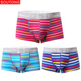 Soutong Male Underwear 3 Pcs/lot Men Underwear Cotton Striped Men Boxers Shorts Underpants Men Cueca Boxers Underwear Men st19