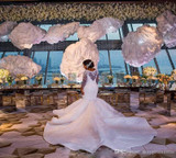 South African Mermaid Wedding Dresses Lace Appliques Plus Size Sheer Long Sleeves Bridal Gowns Satin Sweep Train Wedding Vestido