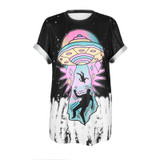 SOSHIRL Harajuku Punk Summer T Shirt Cool Hip Hop Women's T Shirt Loose Galaxy Letter Skull/Cute Alien Print Top Tee Dropship
