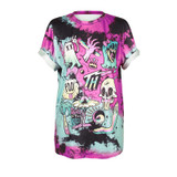 SOSHIRL Harajuku Punk Summer T Shirt Cool Hip Hop Women's T Shirt Loose Galaxy Letter Skull/Cute Alien Print Top Tee Dropship