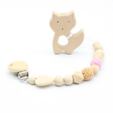 Soother clips Baby dummy Baby pacifier clip Baby teething toys wooden beads Cartoon chewable toy baby shower gifts