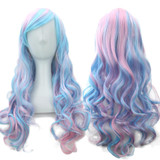 Soowee 70cm Long Women Hair Ombre Color High Temperature Fiber Wigs Pink Blue Synthetic Hair Cosplay Wig Peruca Pelucas