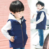 SONGGUIYING A33 Kids Children Thickened Thermal boys Vest Hooded Boy Baby Vest Fashion Zipper Hoody Vest Children's Boys Vests