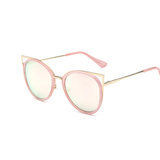 2016 Pink vintage Mirror female Women Cat Eye Sunglasses Brand Designer Cute ladies Sun glasses for women Oculos Feminino
