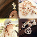 2016 Pearls Crystal Hair Clip Barrettes Hair Accessories Fashion Girls Women Bowknot Heart Crown Flower Cute Headwear Hair Clips