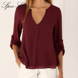 2016 Off Shoulder Long Sleeve V-Neck Women's Tops Summer Style  Solid Blusas Femininos Women Blouses Shirt