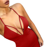 2016 Newest Women Sexy Dress Summer Bandage Bodycon Hot Sling Deep V Neck Evening Party Clubwear Solid  Mini Dress