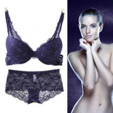 2016 NEWEST Women A/B/C Cup Push Up Bra Set Sexy V -Neck Plunge Lace Bra + Briefs , lace bra sexy lingerie bra Free Shipping