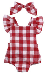 2016 Newborn Infant Kids Baby Girl Bodysuit 0-18M Cute Girls Toddler Kids Clothing Red Plaid Bebes Outfit Clothes