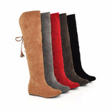 2016 New Womens Thigh High Boots Stretch Over The Knee Suede Leather Boots 35-43 Flat Heels Shoes Woman Winter Boots Botas