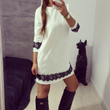 2016 New Women White Lace Elegant Dress Summer Party Dress High Quality Women Long Sleeve Casual Dresses