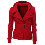 2016 New Women Sweatshirts Solid Color Hooded Jacket Long Sleeve Women's Hoodie Zipper Fall Winter Women Coat