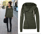 2016 New Women Sweatshirts Solid Color Hooded Jacket Long Sleeve Women's Hoodie Zipper Fall Winter Women Coat