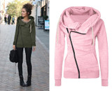 2016 New Women Sweatshirts Solid Color Hooded Jacket Long Sleeve Women's Hoodie Zipper Fall Winter Women Coat