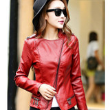2016 New Women PU Leather Short Jacket Slim Spring Autumn Fashion Punk Outwear Long Sleeve Motorcycle Jackets Coat JL