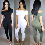 2016 New Women Off-shoulder Jumpsuit Bodycon Casual  Long Pants Playsuit Romper