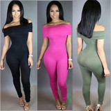 2016 New Women Off-shoulder Jumpsuit Bodycon Casual  Long Pants Playsuit Romper