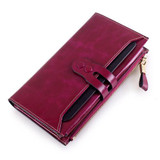 2016 New Women Genuine Leather Wallets High Quality Long Design Leather Purse Ladies Cowhide Card Case Phone Holder Clutch