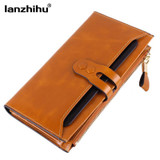 2016 New Women Genuine Leather Wallets High Quality Long Design Leather Purse Ladies Cowhide Card Case Phone Holder Clutch