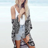 2016 New Women Fashion Boho Kimono Summer Loose Floral Printed Blouse Top