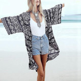 2016 New Women Fashion Boho Kimono Summer Loose Floral Printed Blouse Top