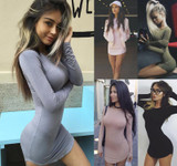 2016 New Women Autumn Dress Long Sleeve T Shirt Dress Sexy Black Dress Girls Bodycon Winter Casual Dress Vestidos