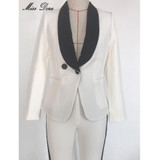 2016 new winter White Blazer Women Slim Blaser Double Breasted Design Blazer Feminino Female Suit Jacket & pants Women Work Wear