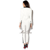 2016 new winter White Blazer Women Slim Blaser Double Breasted Design Blazer Feminino Female Suit Jacket & pants Women Work Wear
